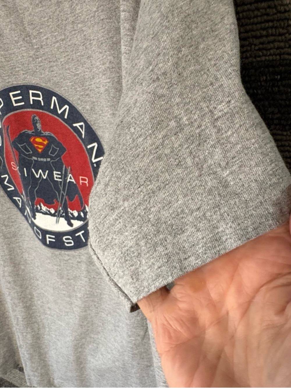 Vintage 90’s Superman Man of Steel SkI Wear Single Stitch Grey T-Shirt Men’s XL - Picture 5 of 8
